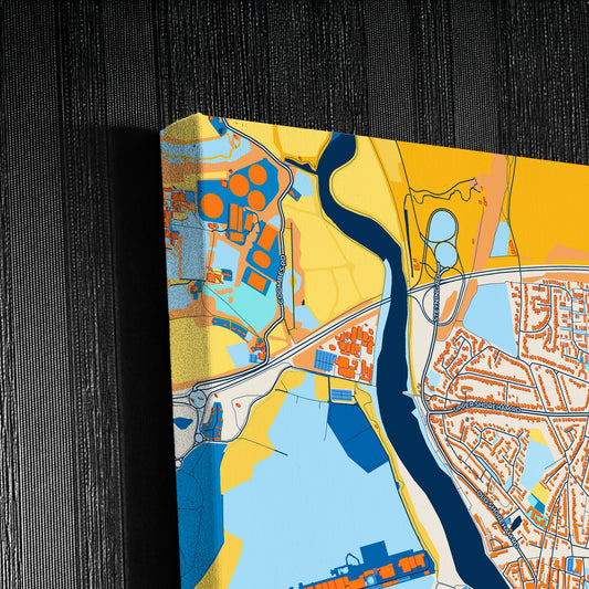 Shoreham-By-Sea England Colorful City Map Canvas Print Detail