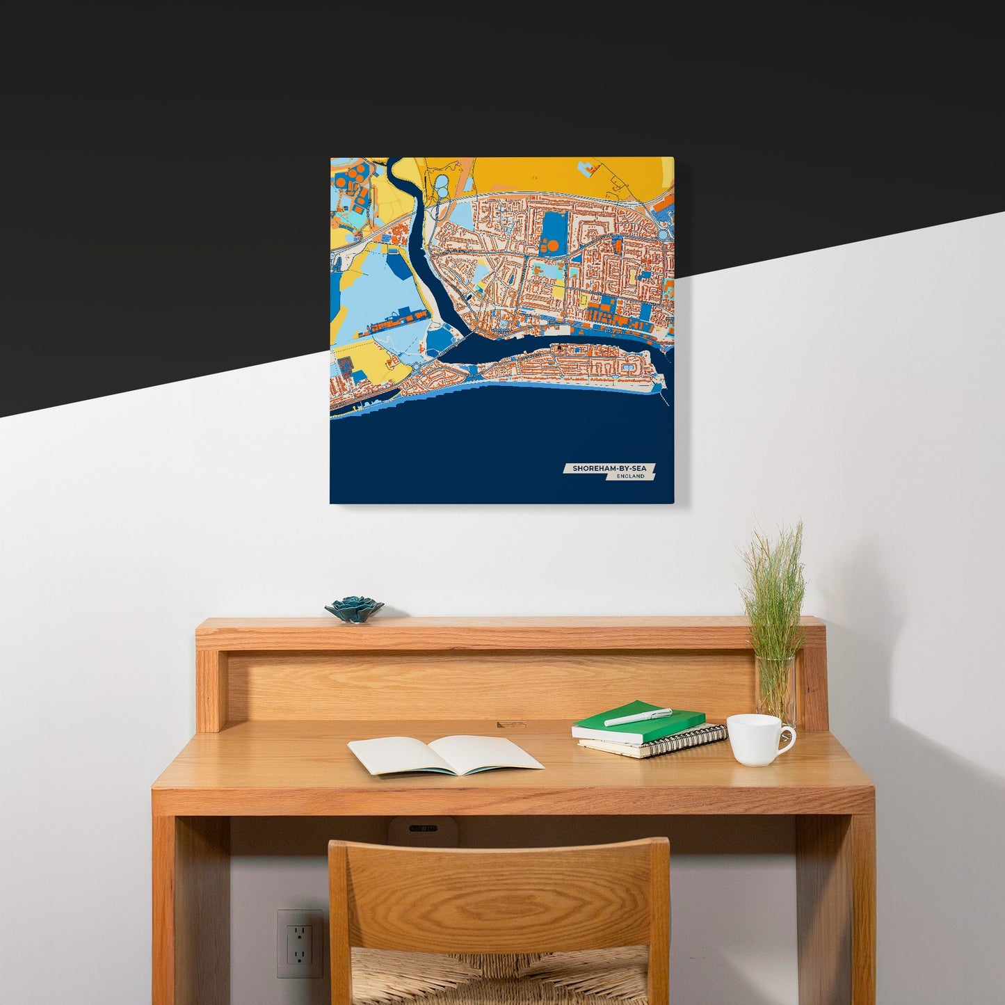 Shoreham-By-Sea England Colorful City Map Canvas Print Scene