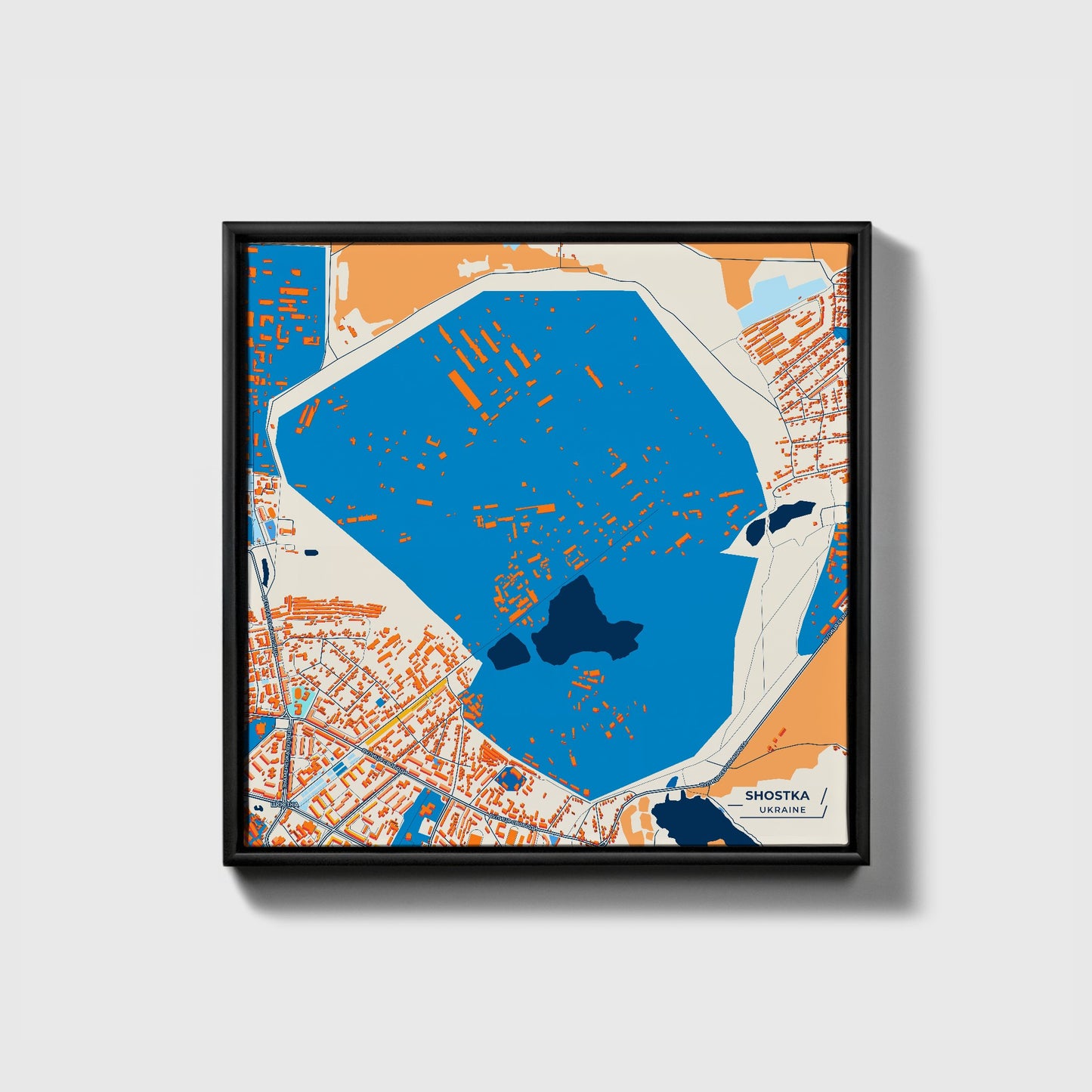 Шостка Ukraine Colorful City Map Canvas Print • Black Framed
