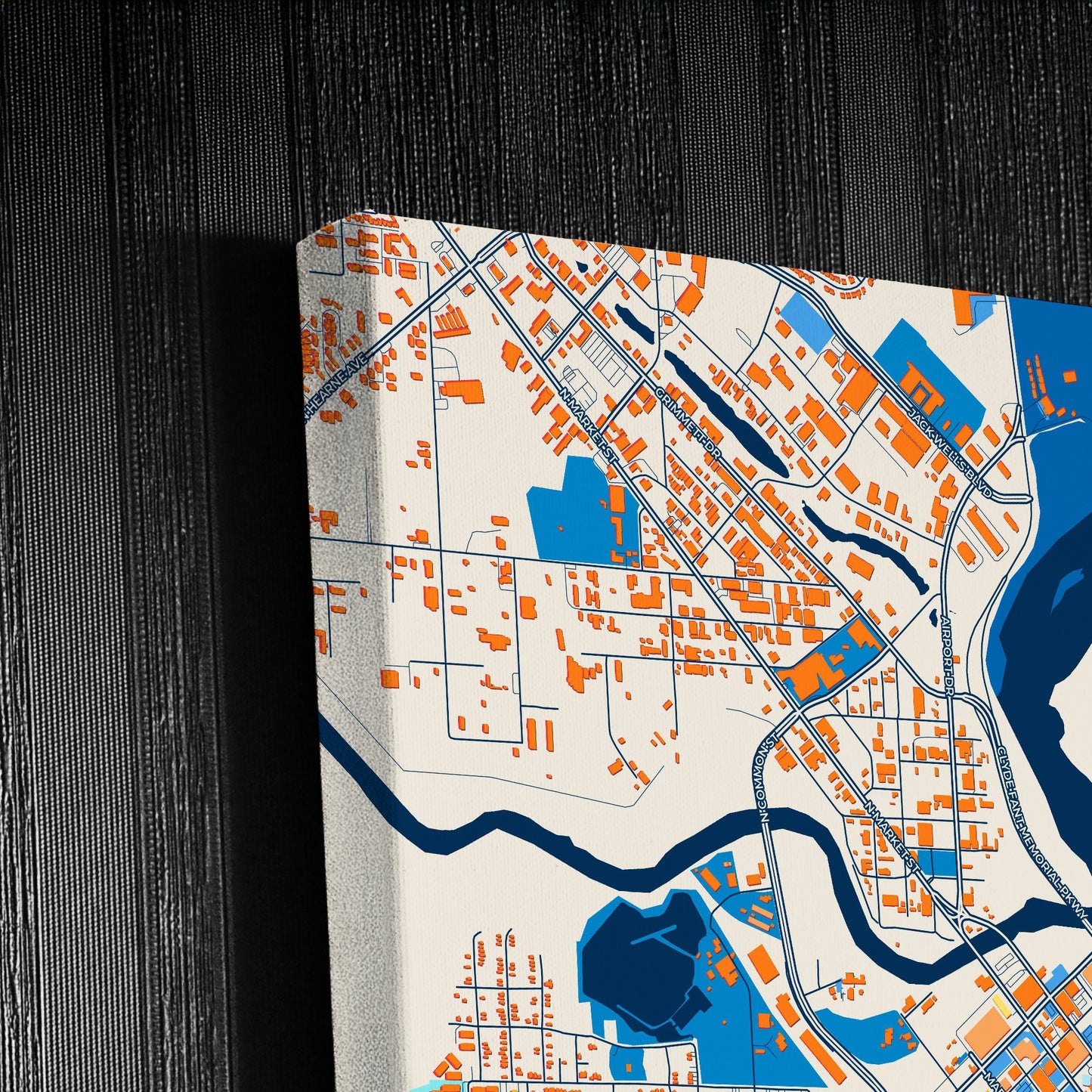 Shreveport Louisiana Colorful City Map Canvas Print Detail
