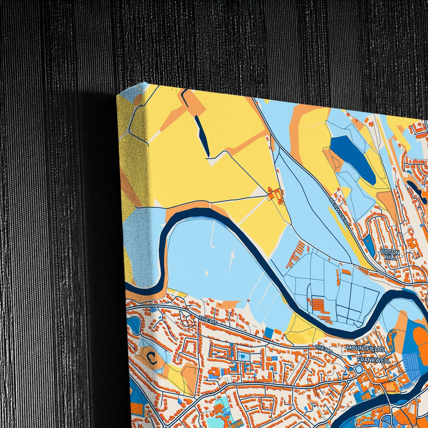 Shrewsbury England Colorful City Map Canvas Print Detail