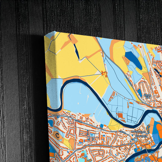 Shrewsbury England Colorful City Map Canvas Print Detail