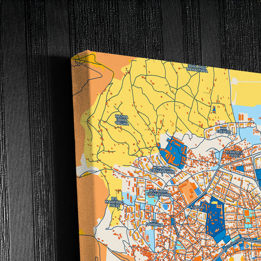 Шумен Bulgaria Colorful City Map Canvas Print Detail