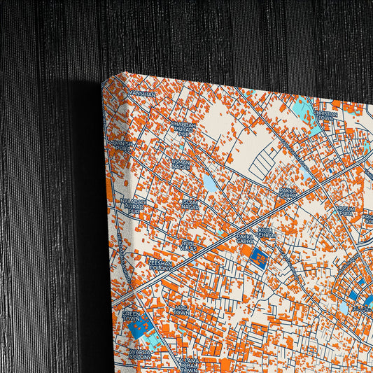 Sialkot Pakistan Colorful City Map Canvas Print Detail