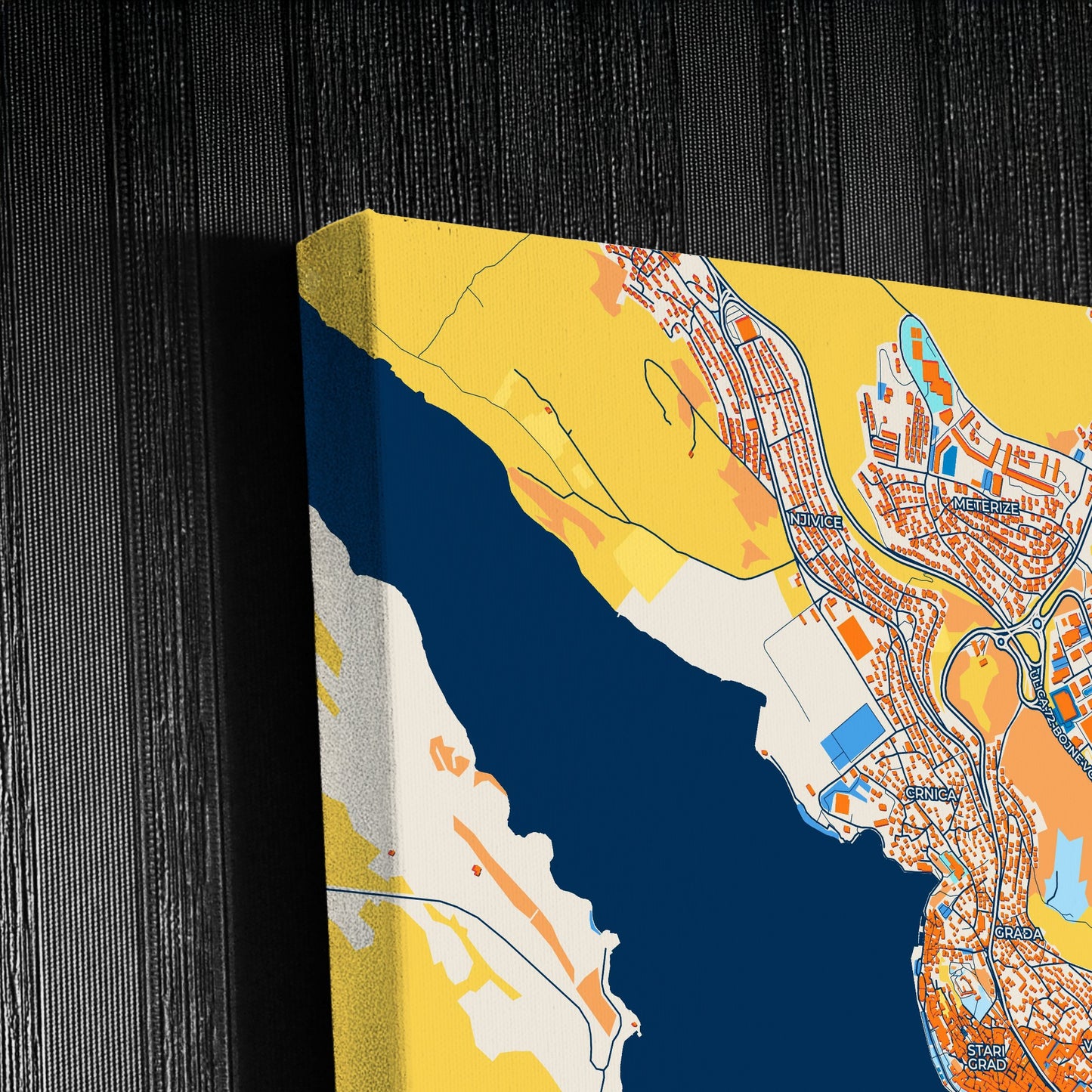 Šibenik Croatia Colorful City Map Canvas Print Detail