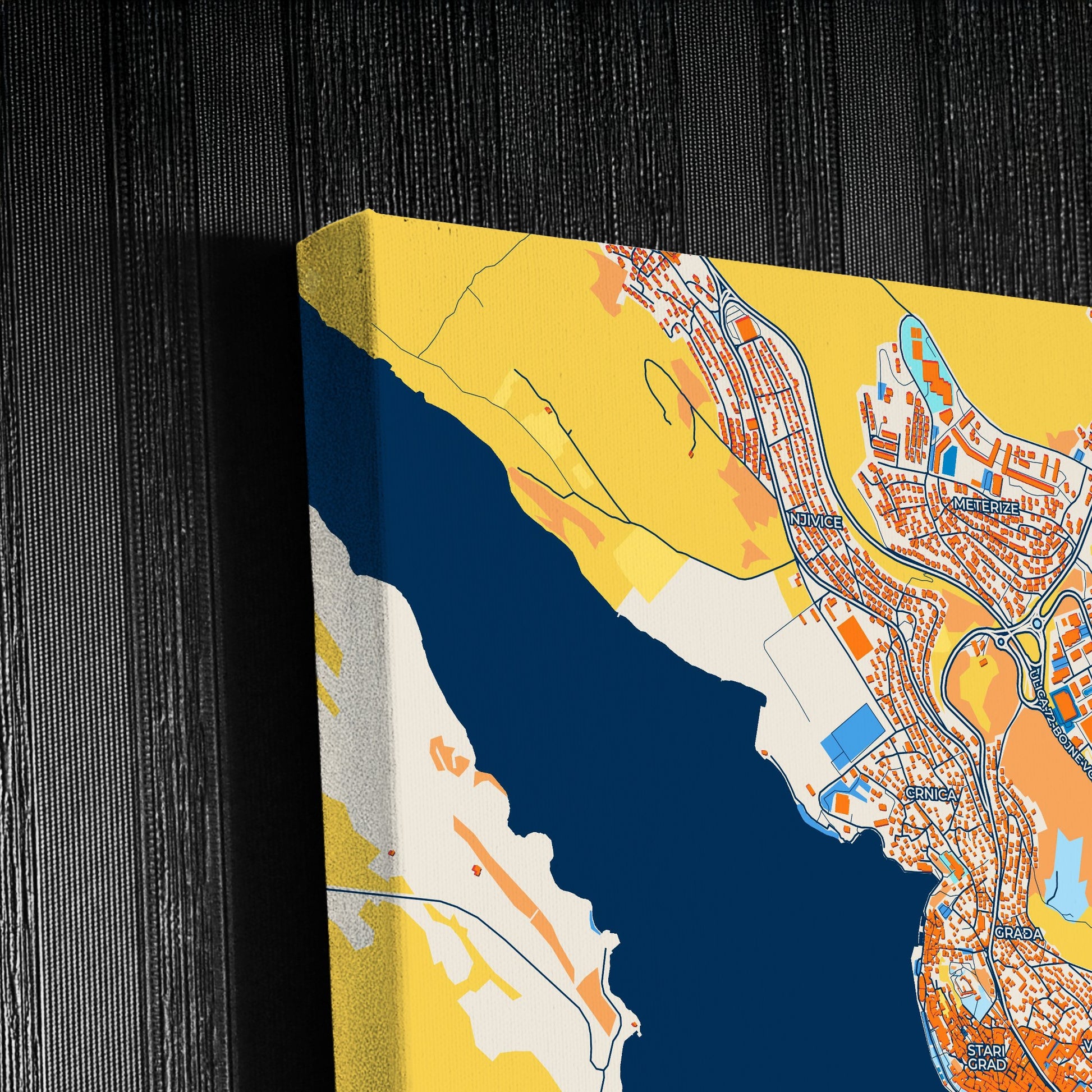 Šibenik Croatia Colorful City Map Canvas Print Detail