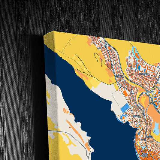 Šibenik Croatia Colorful City Map Canvas Print Detail
