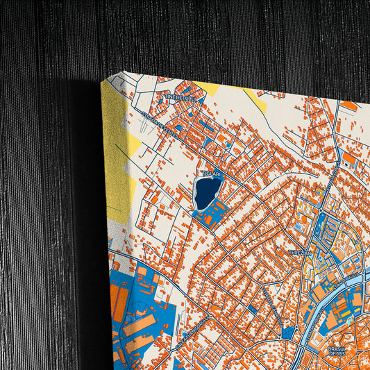 Sibiu Romania Colorful City Map Canvas Print Detail