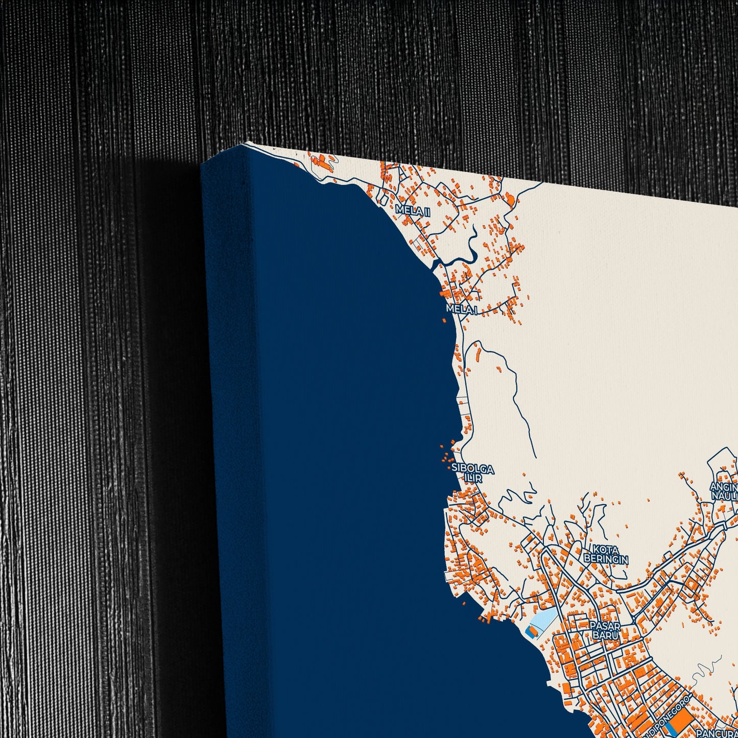 Sibolga Indonesia Colorful City Map Canvas Print Detail