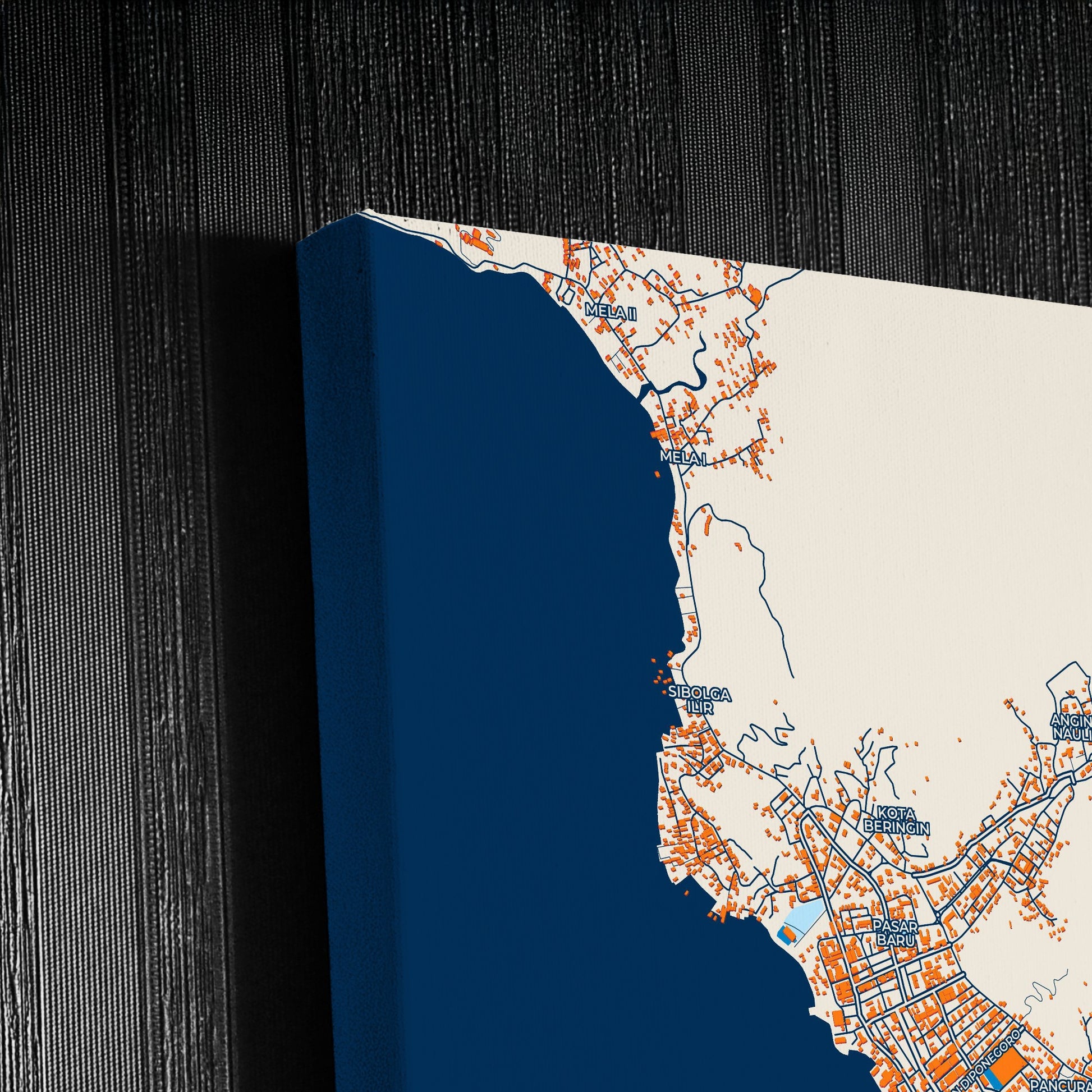 Sibolga Indonesia Colorful City Map Canvas Print Detail