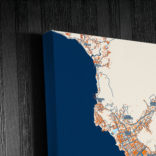 Sibolga Indonesia Colorful City Map Canvas Print Detail