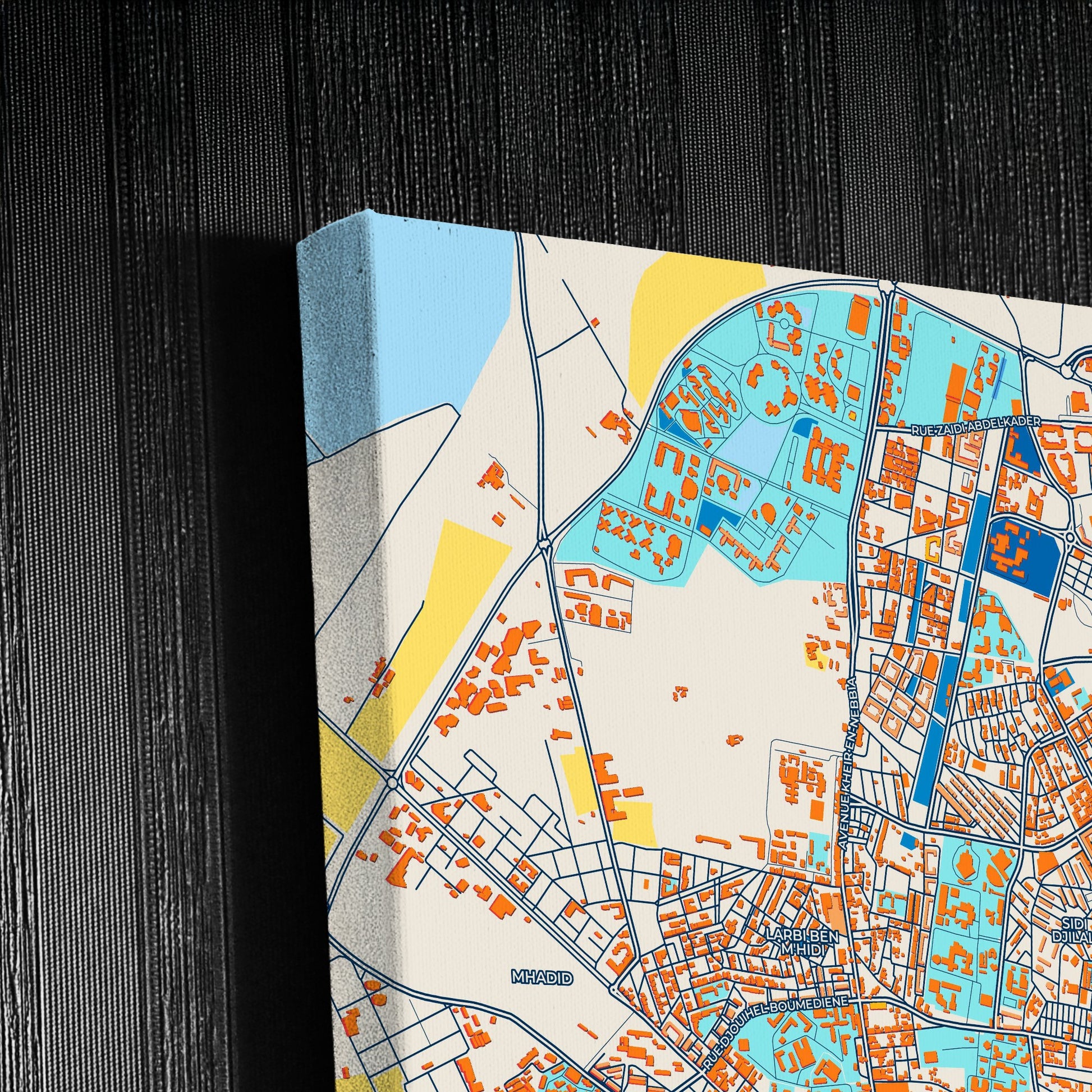 Sidi Bel Abbes Algeria Colorful City Map Canvas Print Detail
