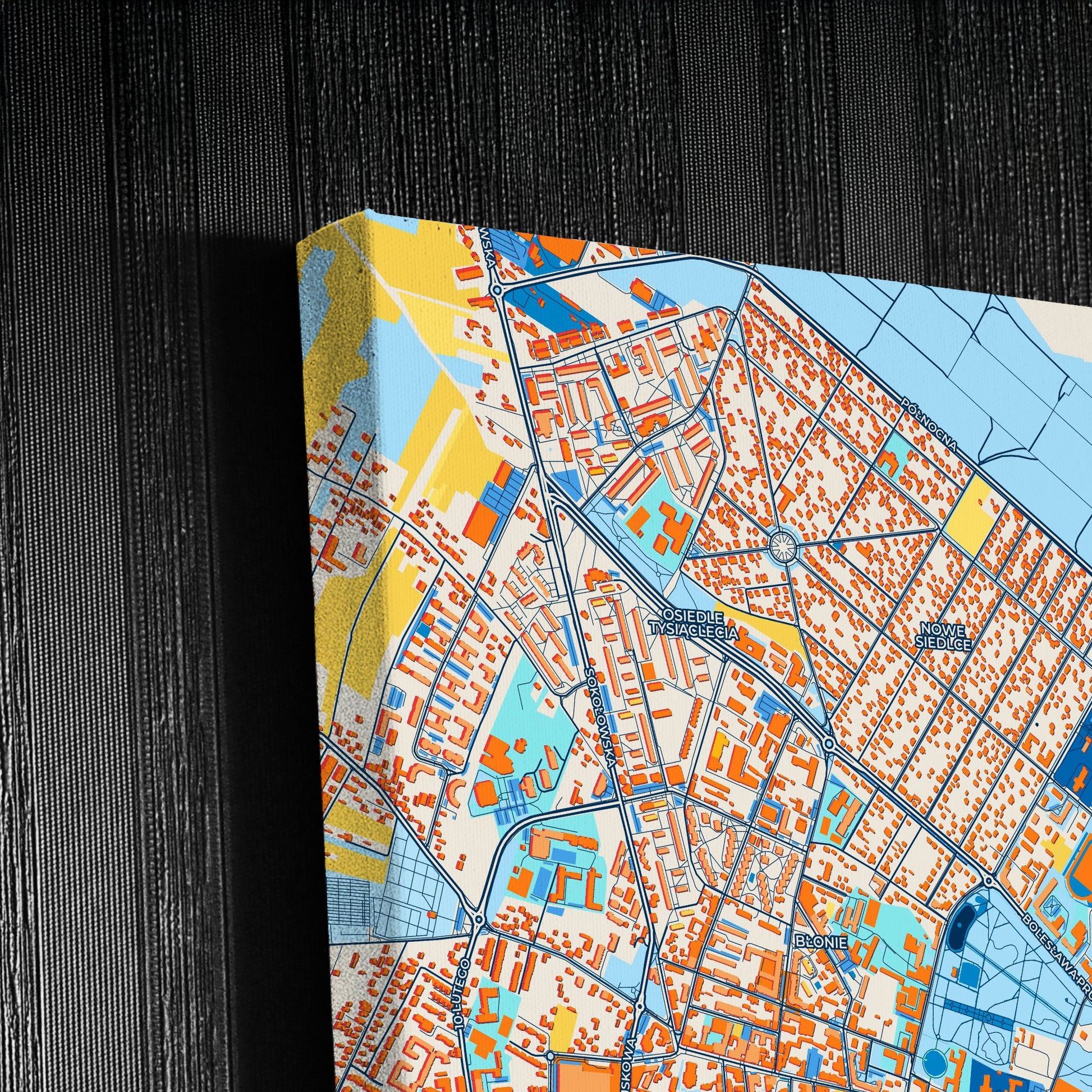 Siedlce Poland Colorful City Map Canvas Print Detail