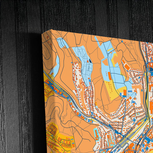 Siegen Germany Colorful City Map Canvas Print Detail