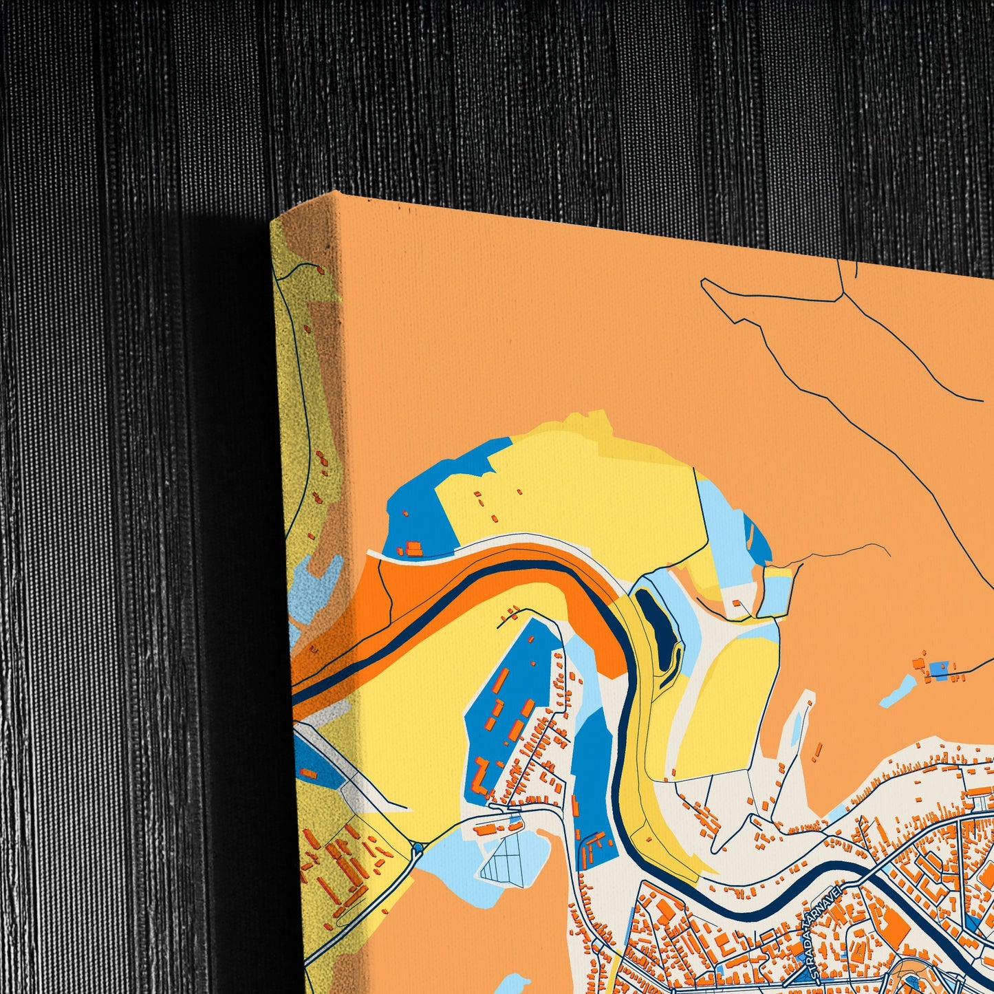 Sighișoara Romania Colorful City Map Canvas Print Detail