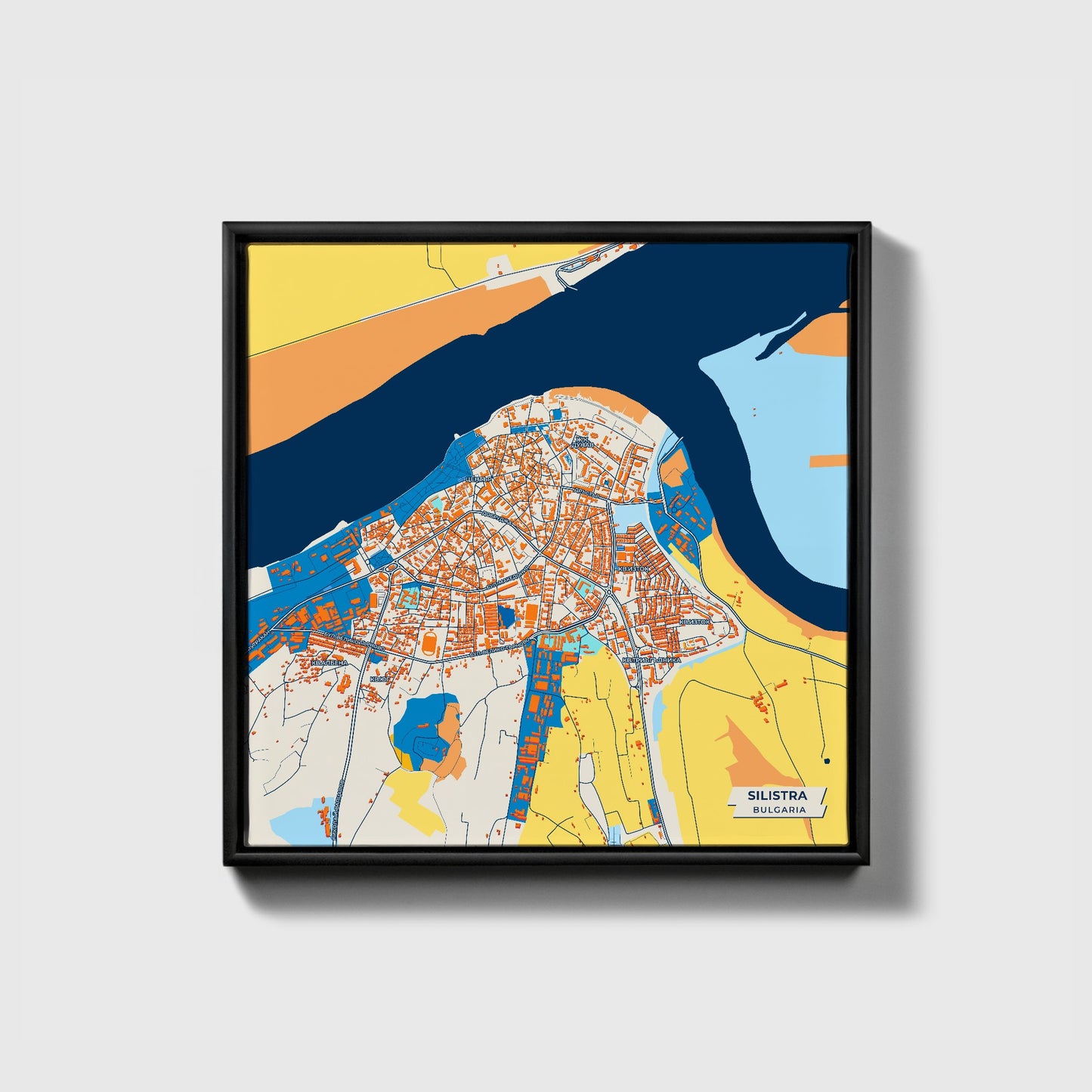 Силистра Bulgaria Colorful City Map Canvas Print • Black Framed