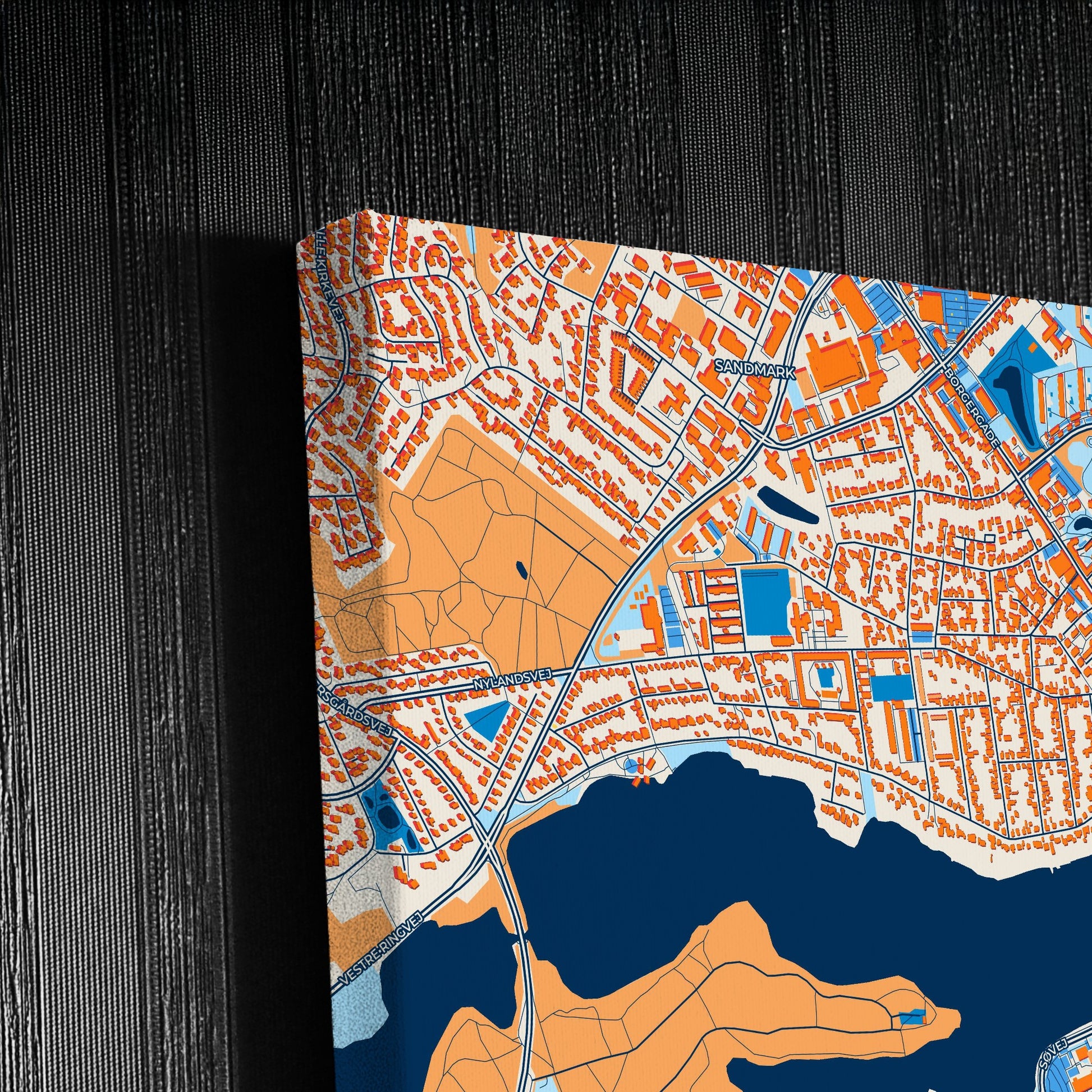 Silkeborg Denmark Colorful City Map Canvas Print Detail