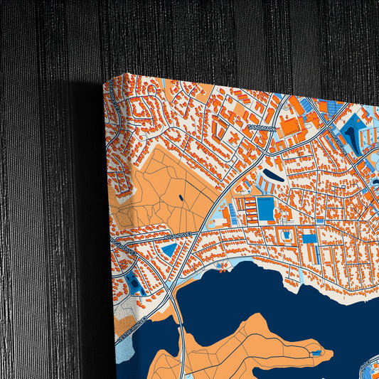 Silkeborg Denmark Colorful City Map Canvas Print Detail