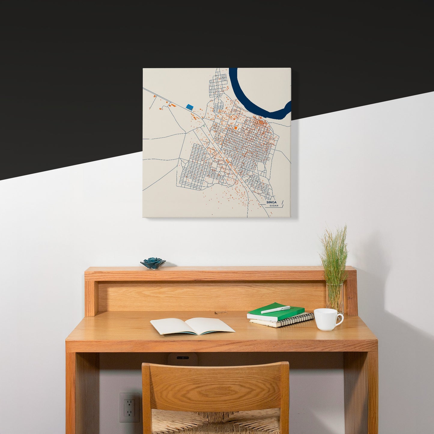 Singa Sudan Colorful City Map Canvas Print Scene