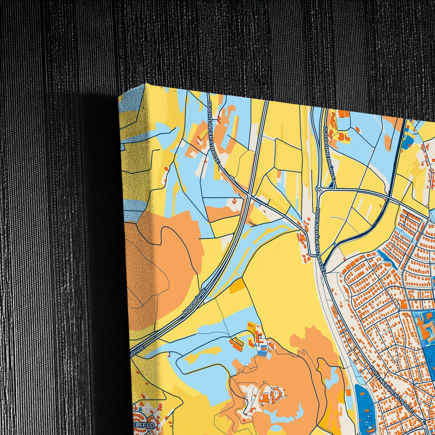 Singen (Hohentwiel) Germany Colorful City Map Canvas Print Detail