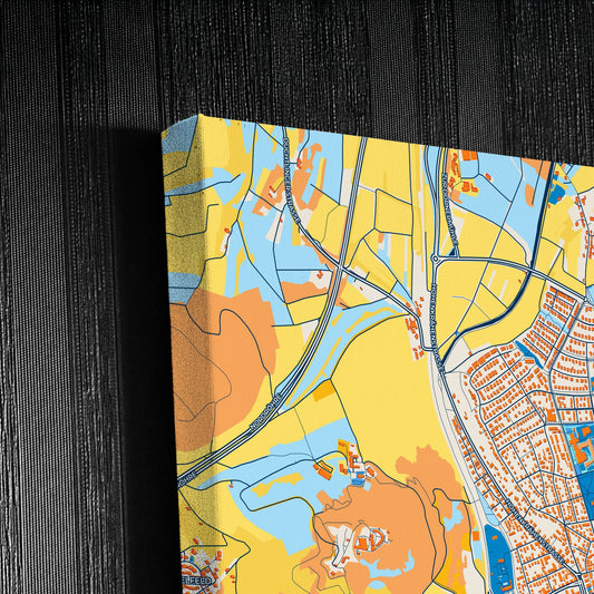 Singen (Hohentwiel) Germany Colorful City Map Canvas Print Detail