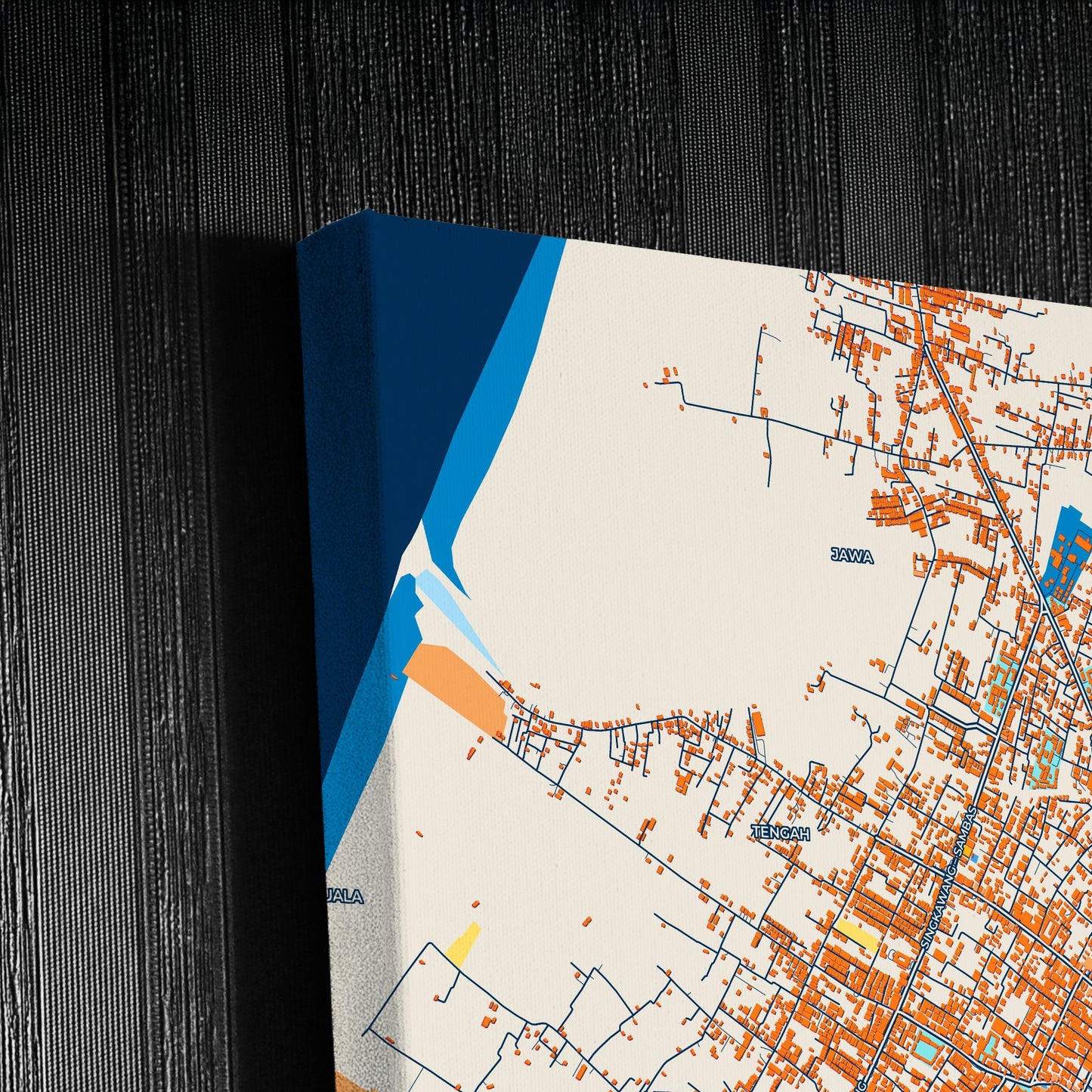 Singkawang Indonesia Colorful City Map Canvas Print Detail