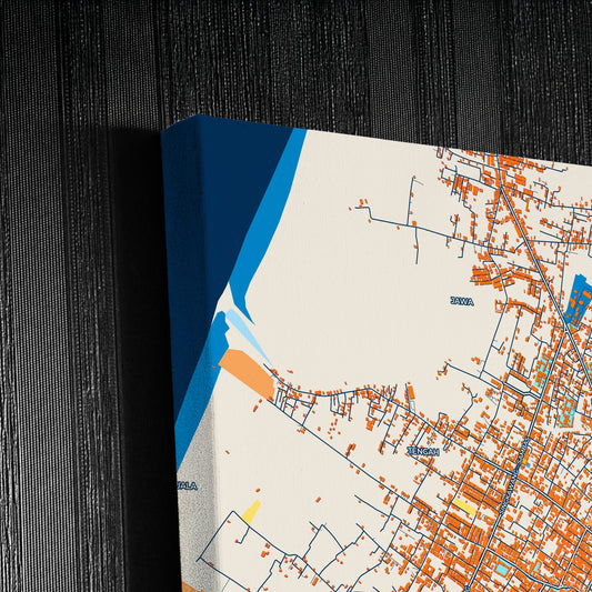 Singkawang Indonesia Colorful City Map Canvas Print Detail
