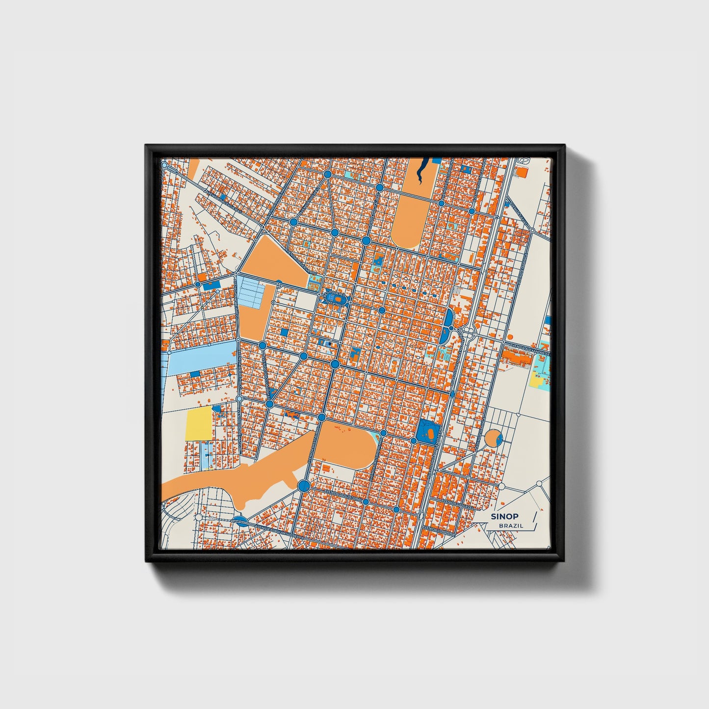 Sinop Brazil Colorful City Map Canvas Print • Black Framed
