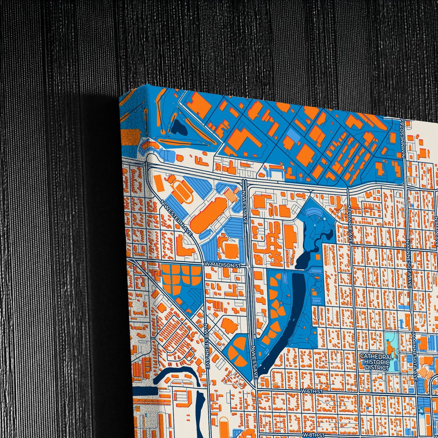 Sioux Falls South Dakota Colorful City Map Canvas Print Detail