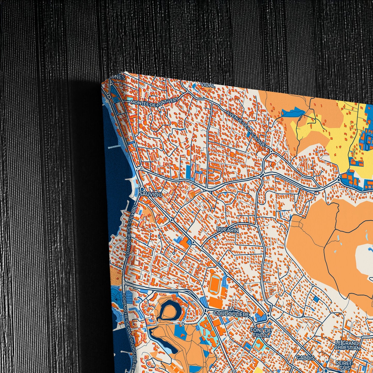 Six-Fours-Les-Plages France Colorful City Map Canvas Print Detail