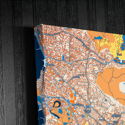 Six-Fours-Les-Plages France Colorful City Map Canvas Print Detail