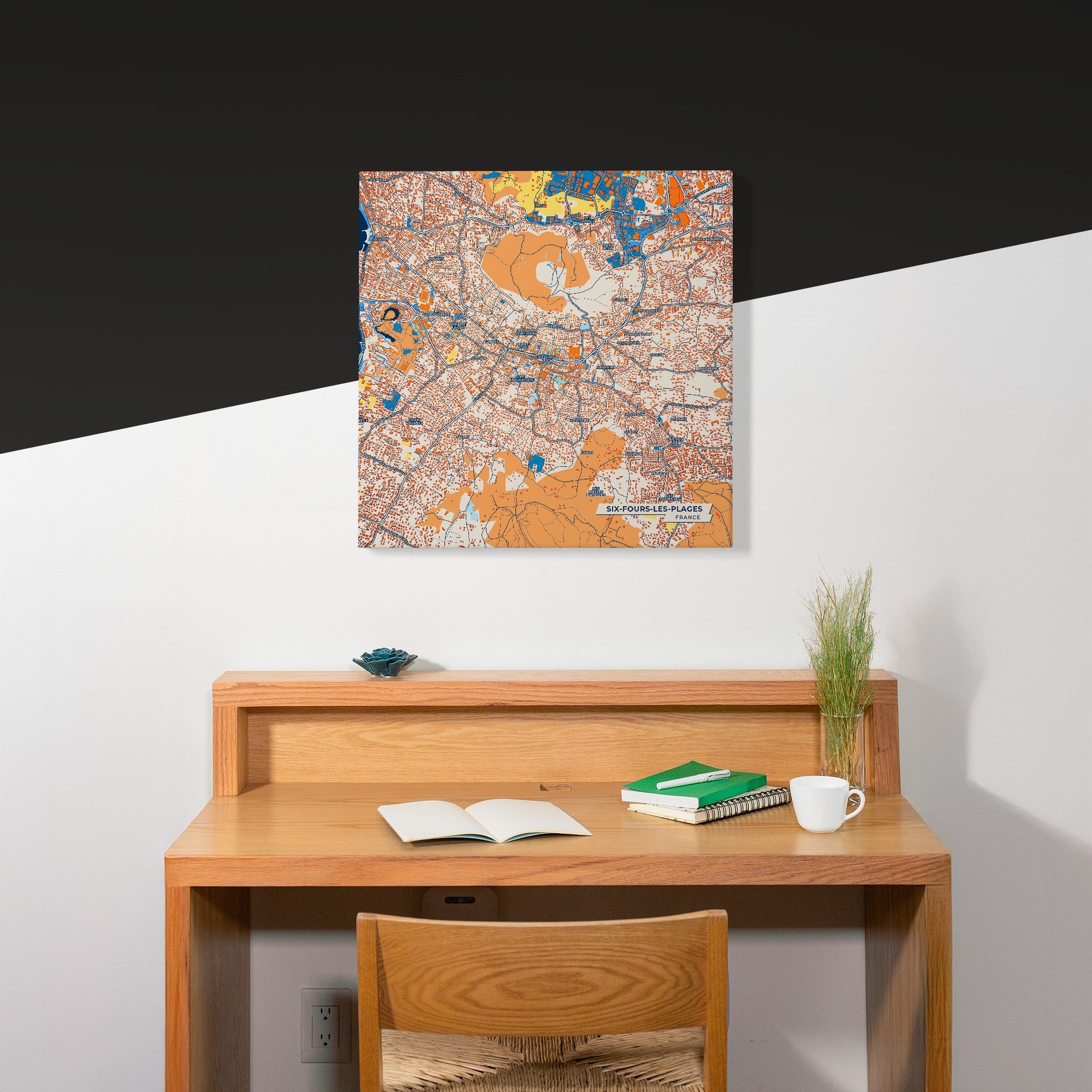 Six-Fours-Les-Plages France Colorful City Map Canvas Print Scene
