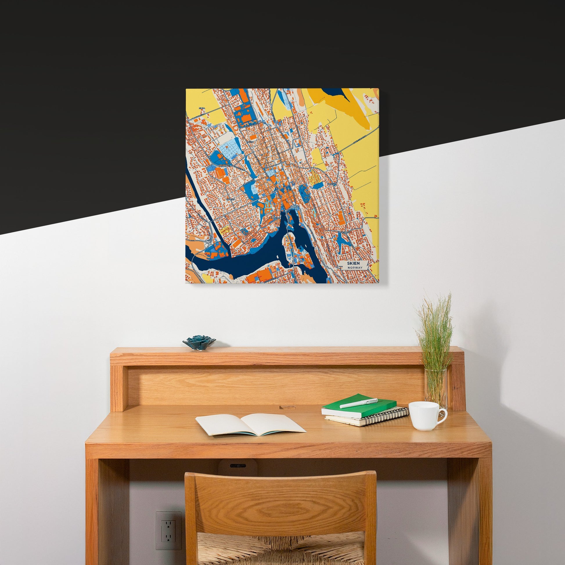 Skien Norway Colorful City Map Canvas Print Scene