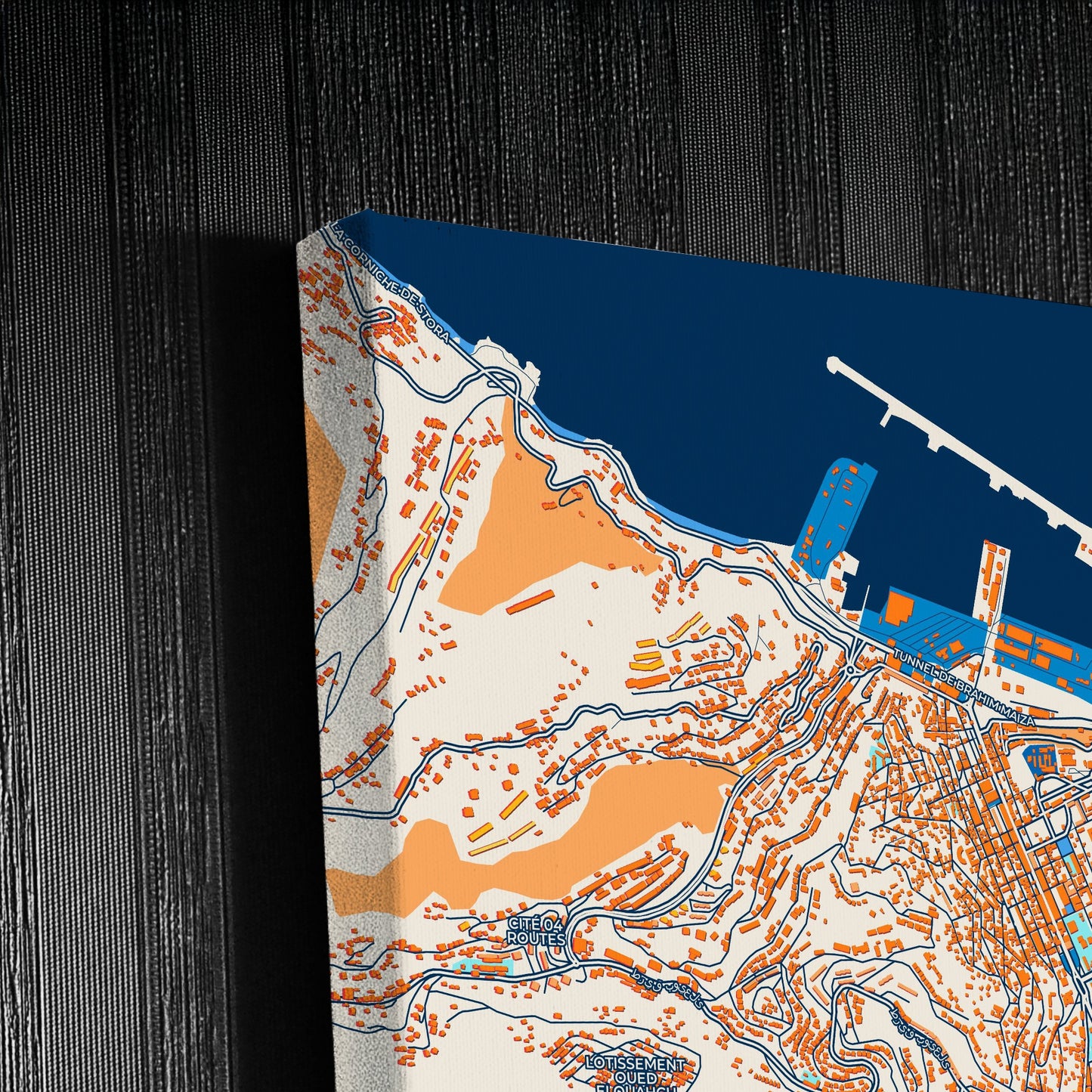 Skikda Algeria Colorful City Map Canvas Print Detail