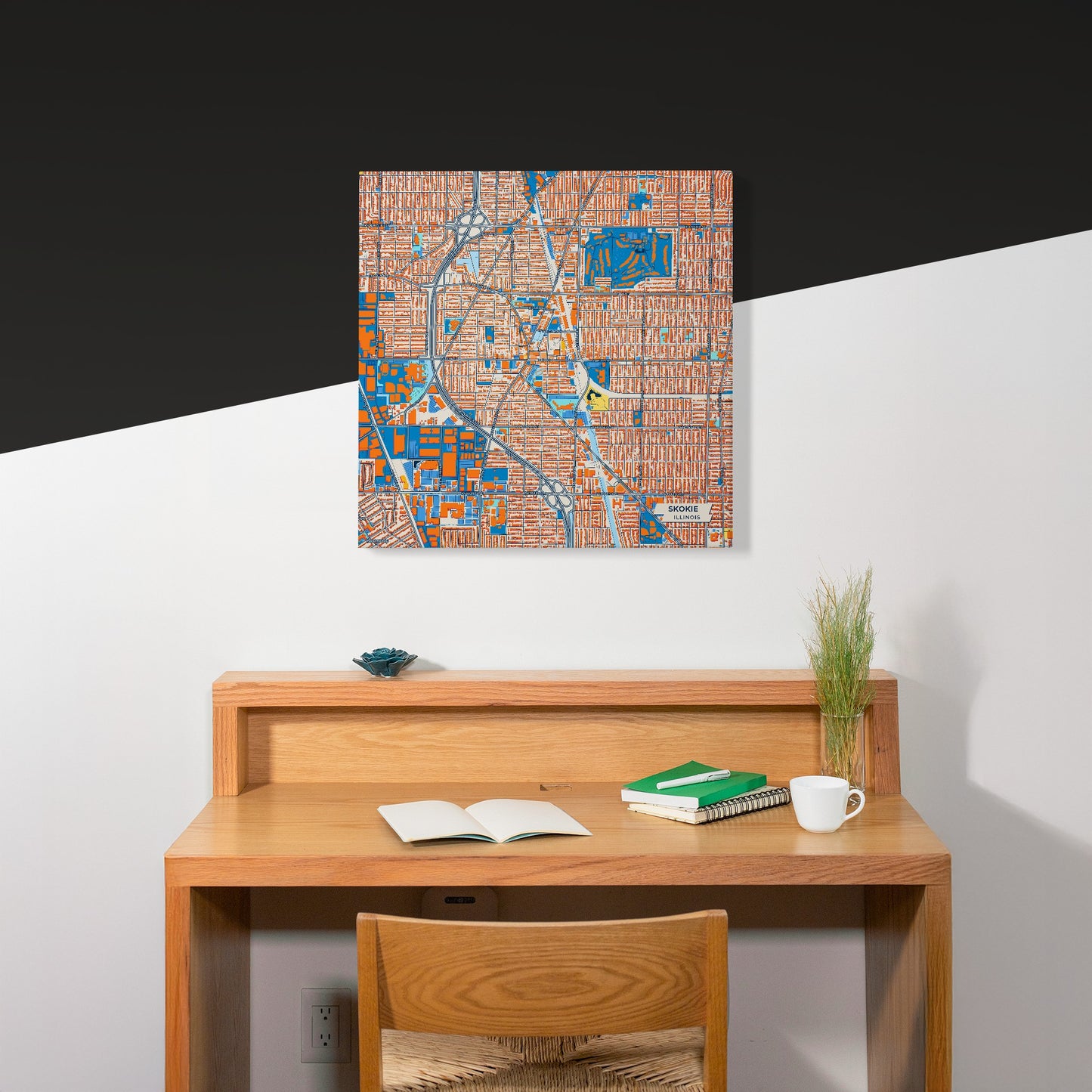 Skokie Illinois Colorful City Map Canvas Print Scene