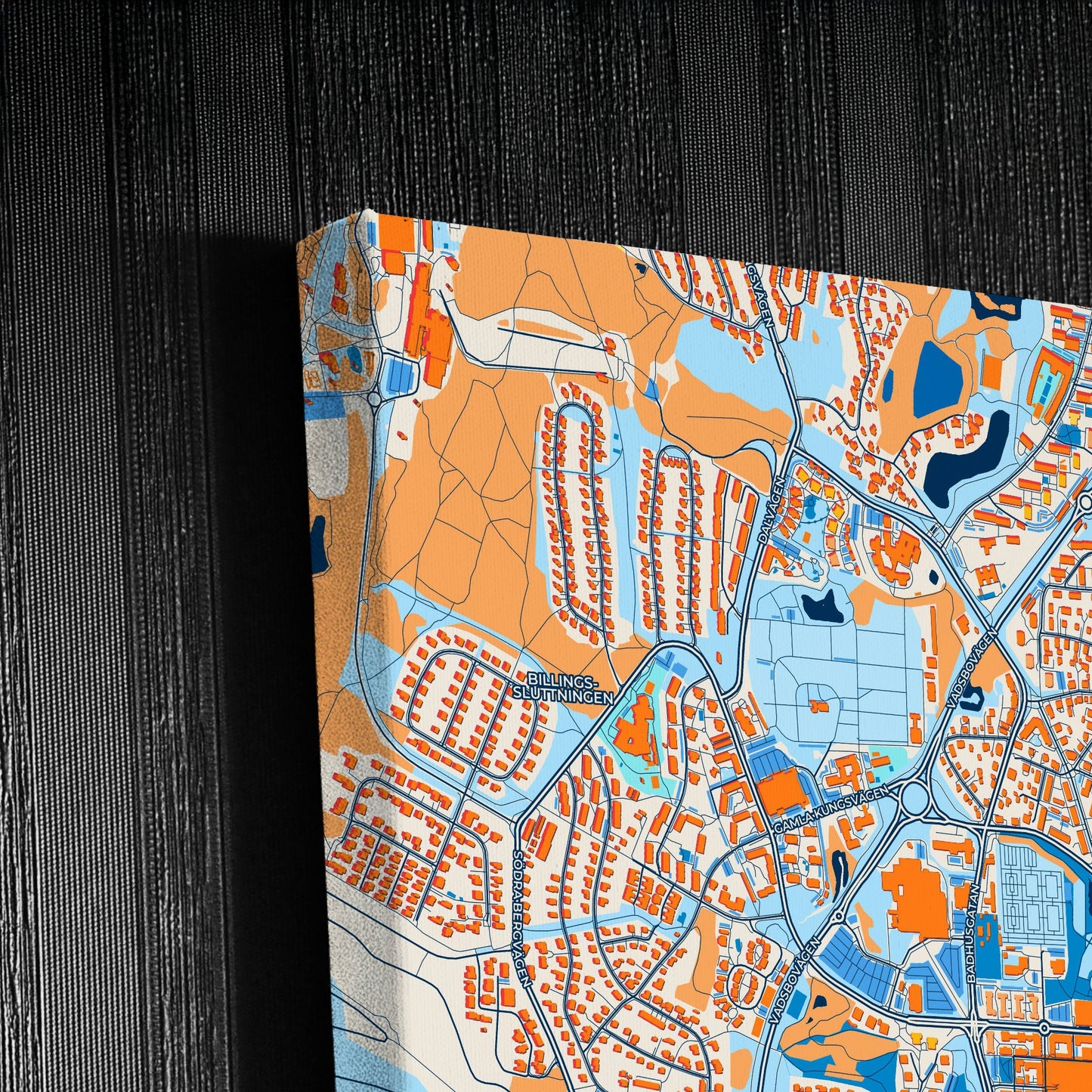 Skövde Sweden Colorful City Map Canvas Print Detail