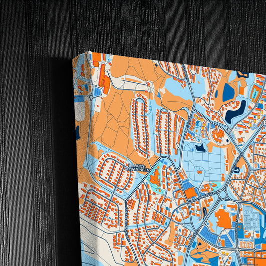 Skövde Sweden Colorful City Map Canvas Print Detail