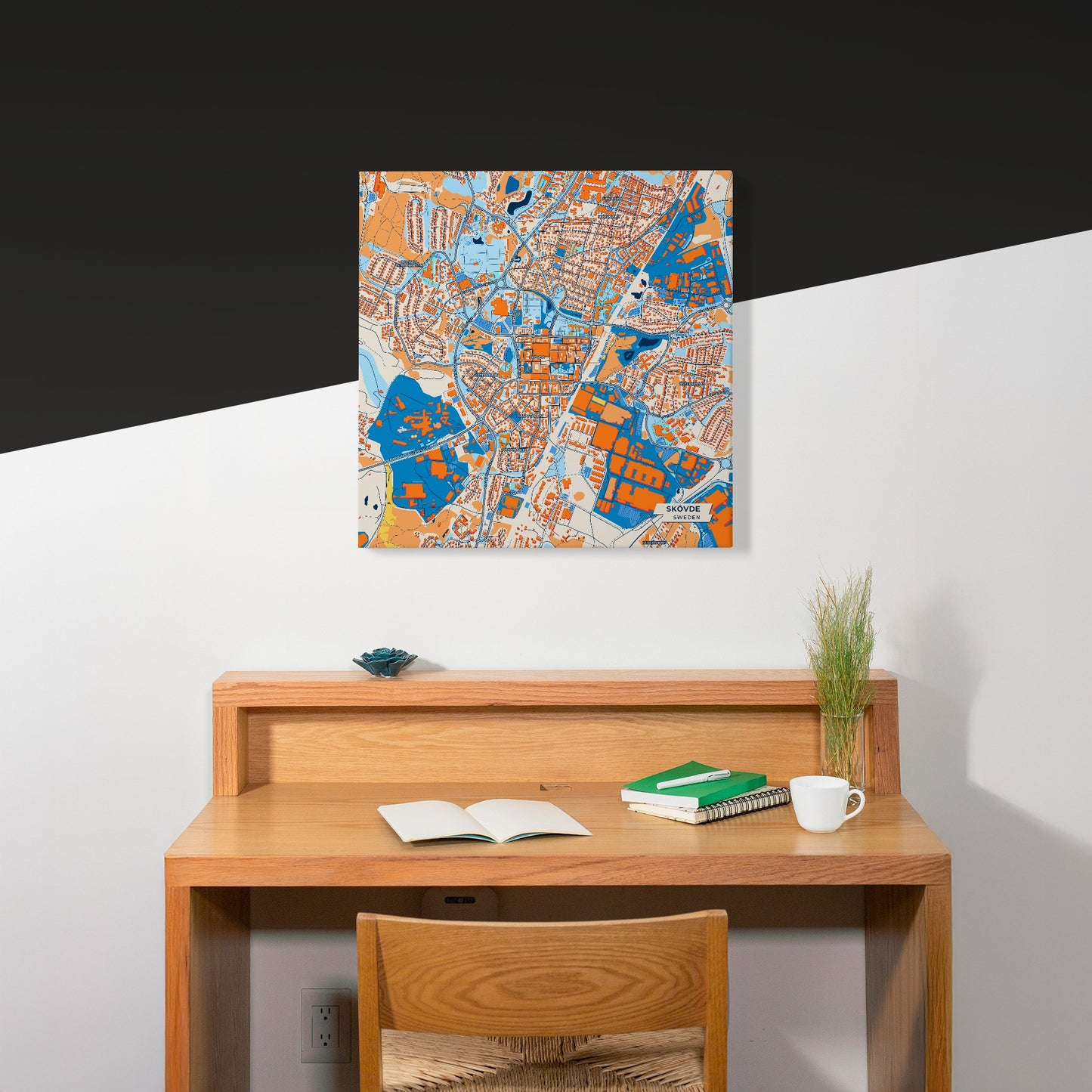 Skövde Sweden Colorful City Map Canvas Print Scene