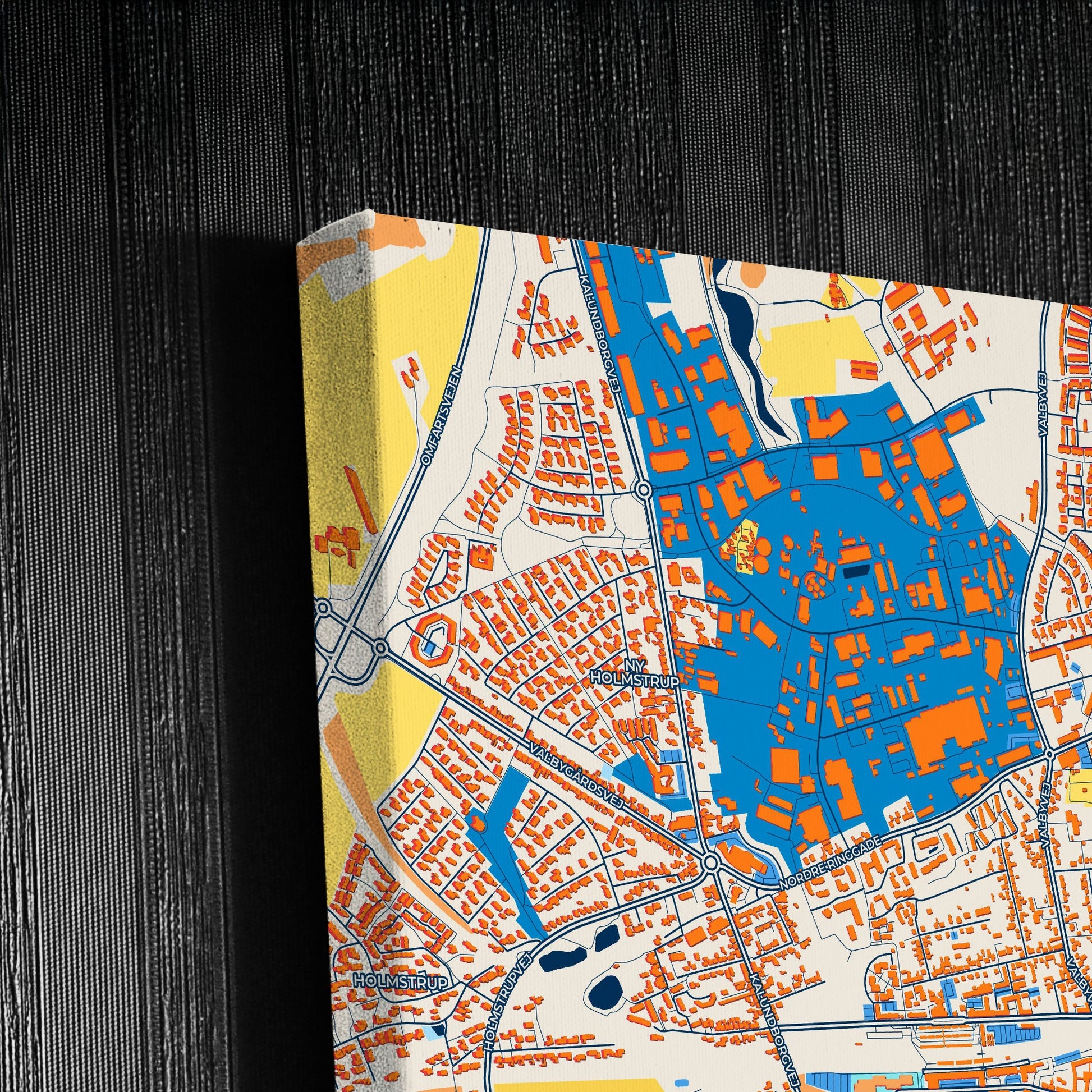 Slagelse Denmark Colorful City Map Canvas Print Detail