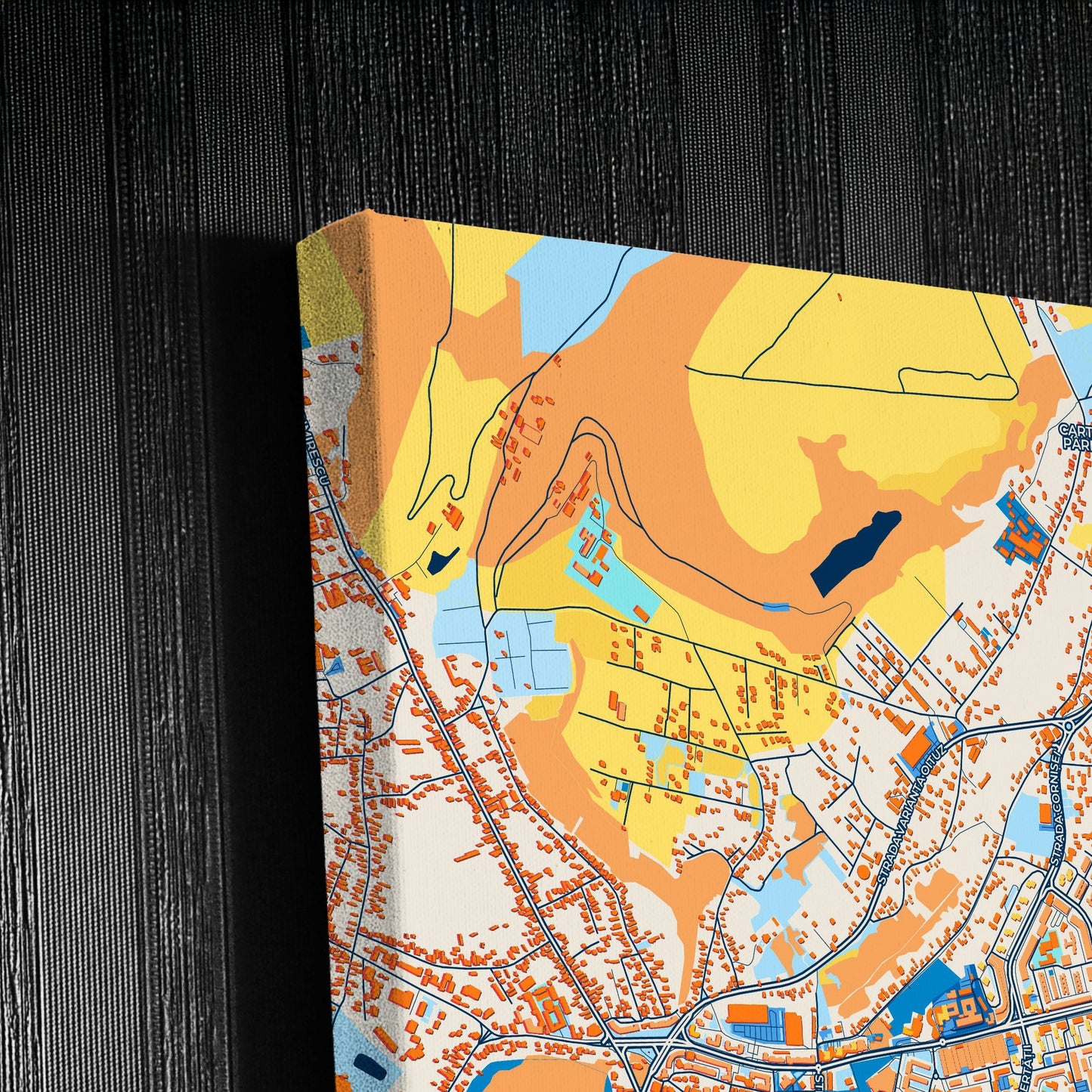 Slatina Romania Colorful City Map Canvas Print Detail