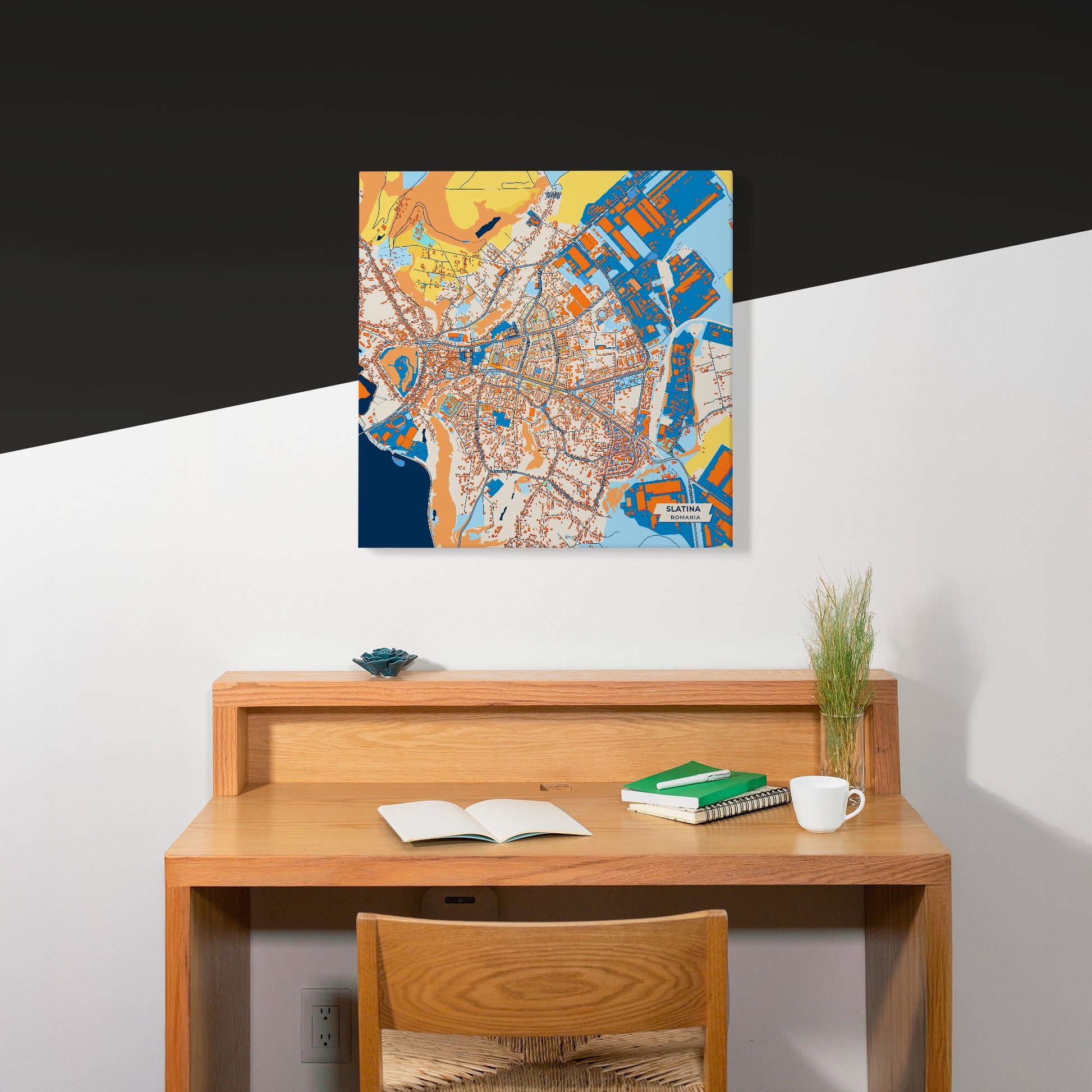 Slatina Romania Colorful City Map Canvas Print Scene