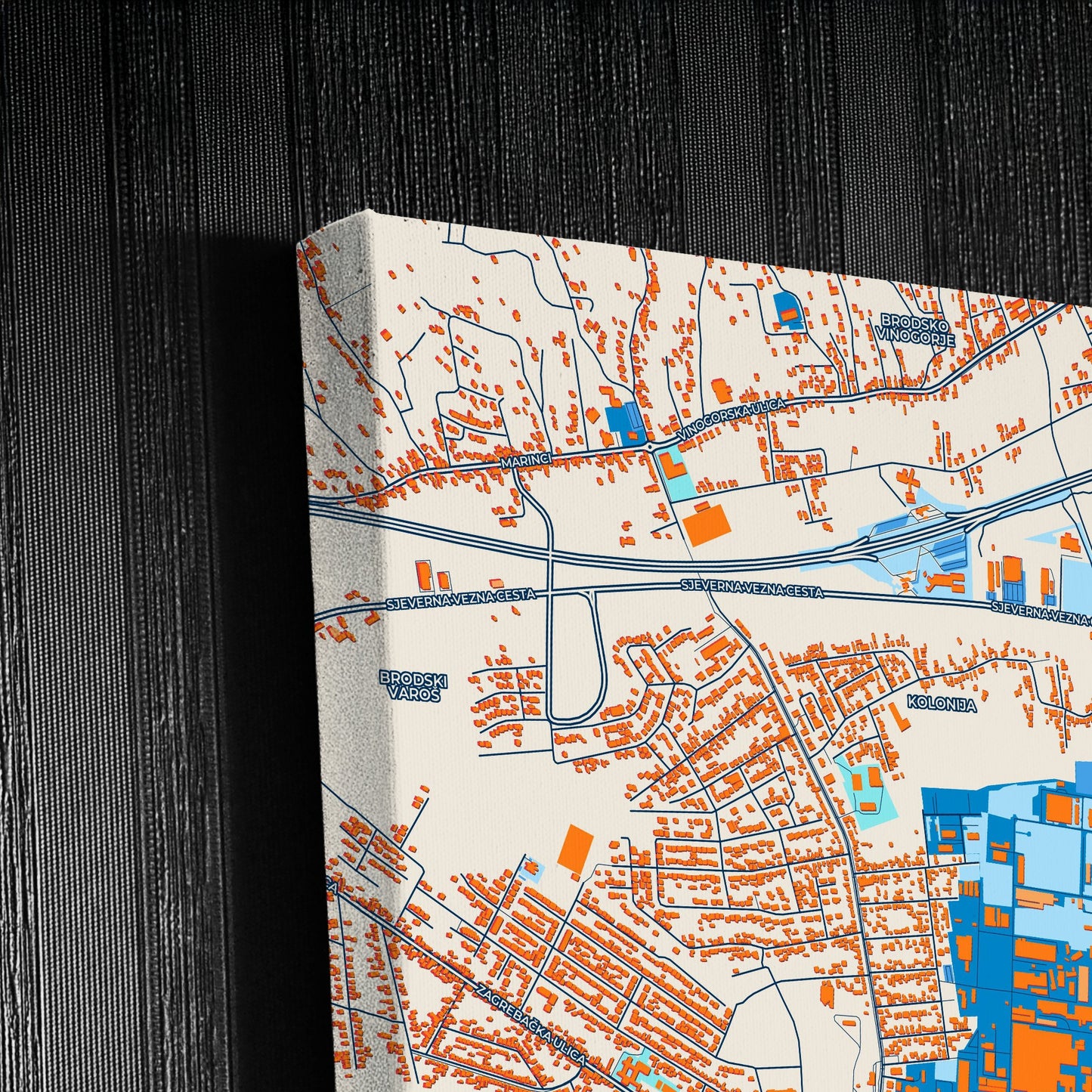 Slavonski Brod Croatia Colorful City Map Canvas Print Detail
