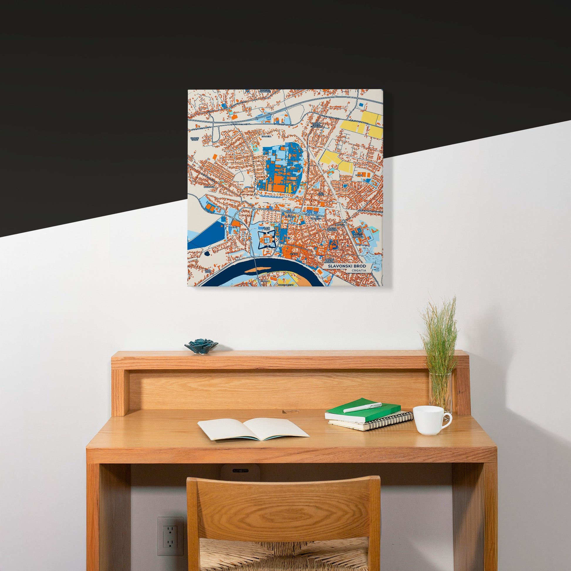 Slavonski Brod Croatia Colorful City Map Canvas Print Scene