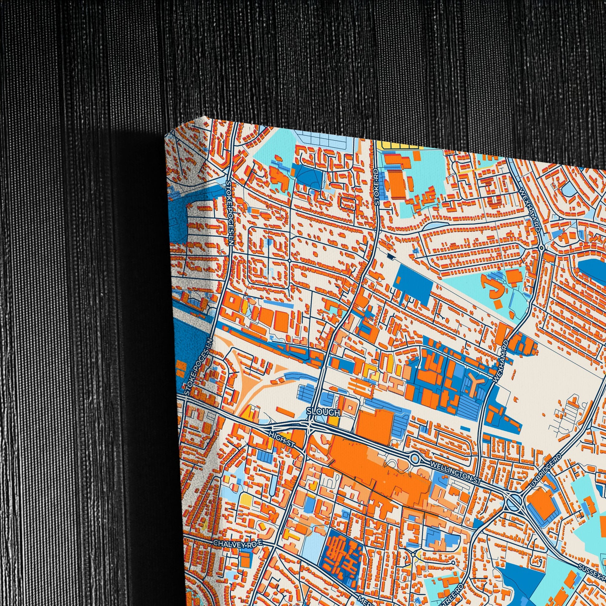 Slough England Colorful City Map Canvas Print Detail