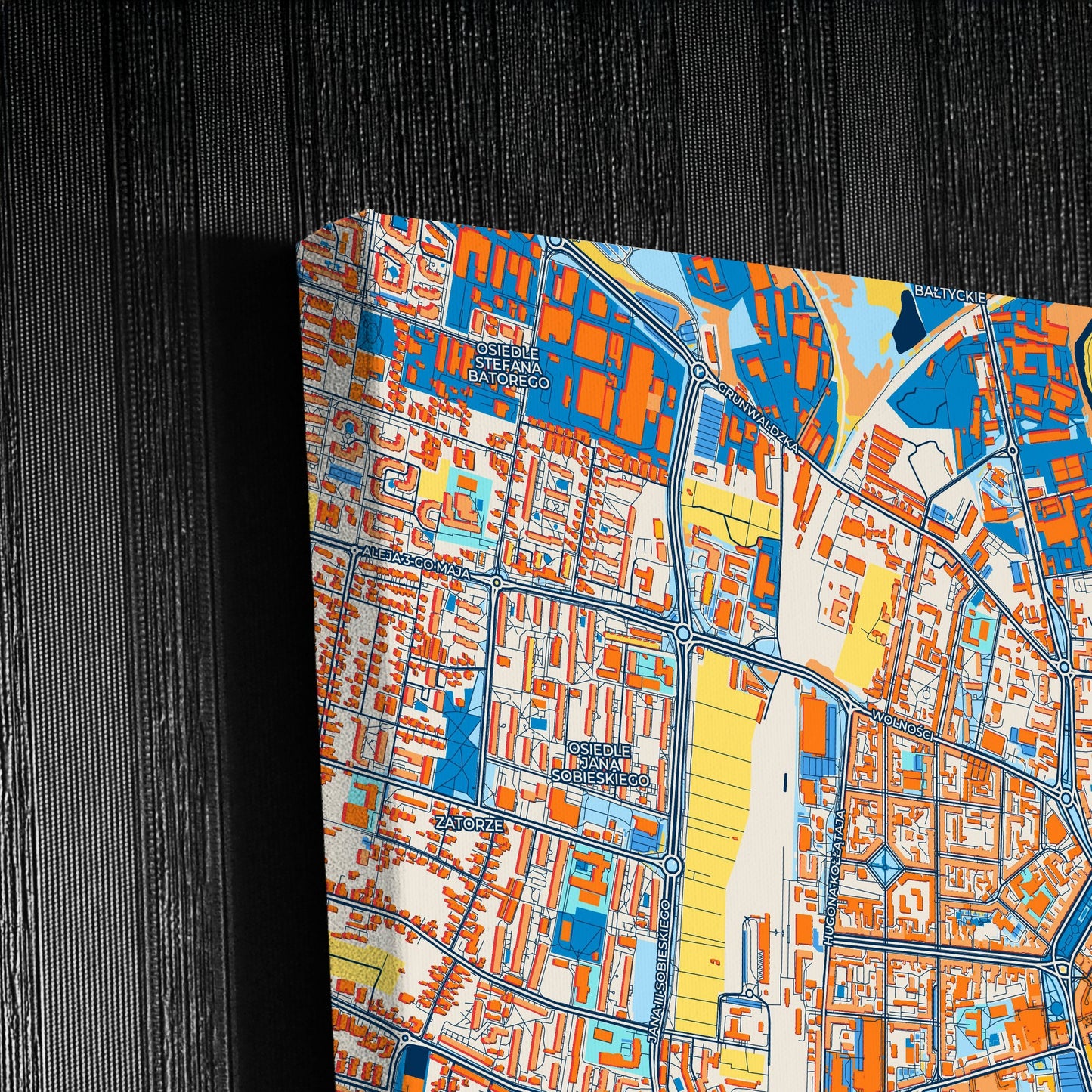 Słupsk Poland Colorful City Map Canvas Print Detail