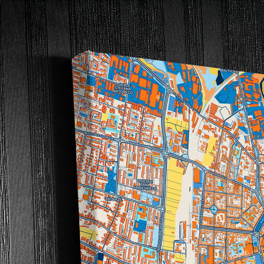 Słupsk Poland Colorful City Map Canvas Print Detail