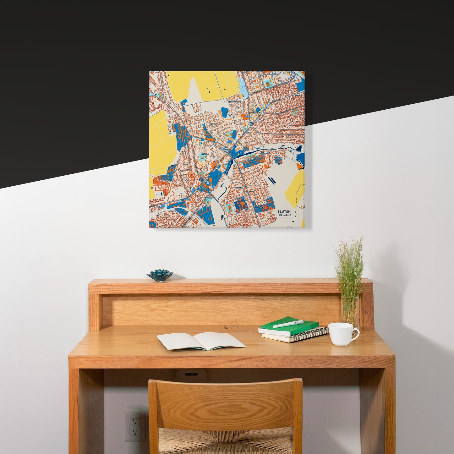 Слуцк Belarus Colorful City Map Canvas Print Scene