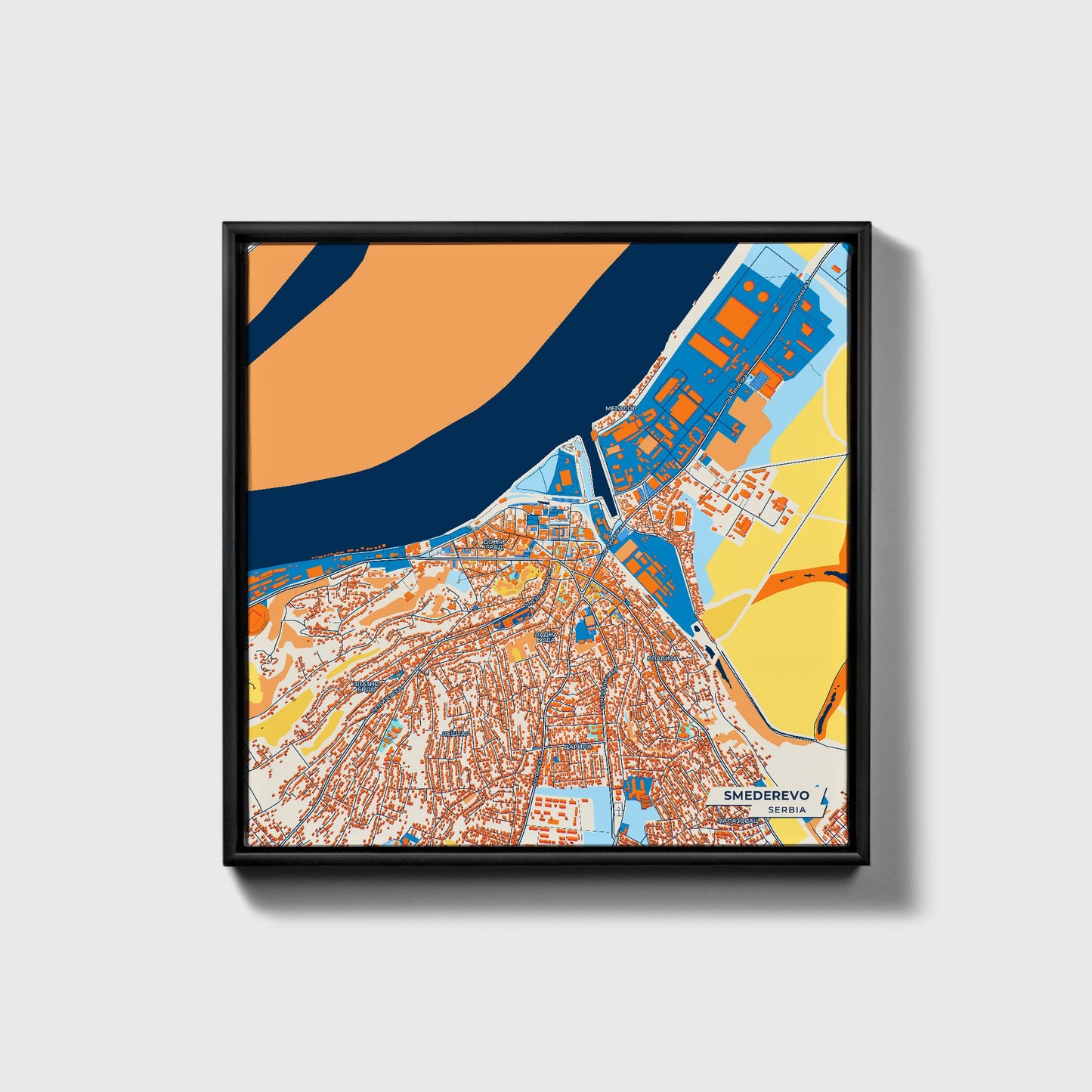 Смедерево Serbia Colorful City Map Canvas Print • Black Framed
