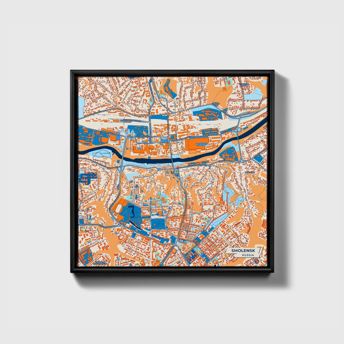 Смоленск Russia Colorful City Map Canvas Print • Black Framed