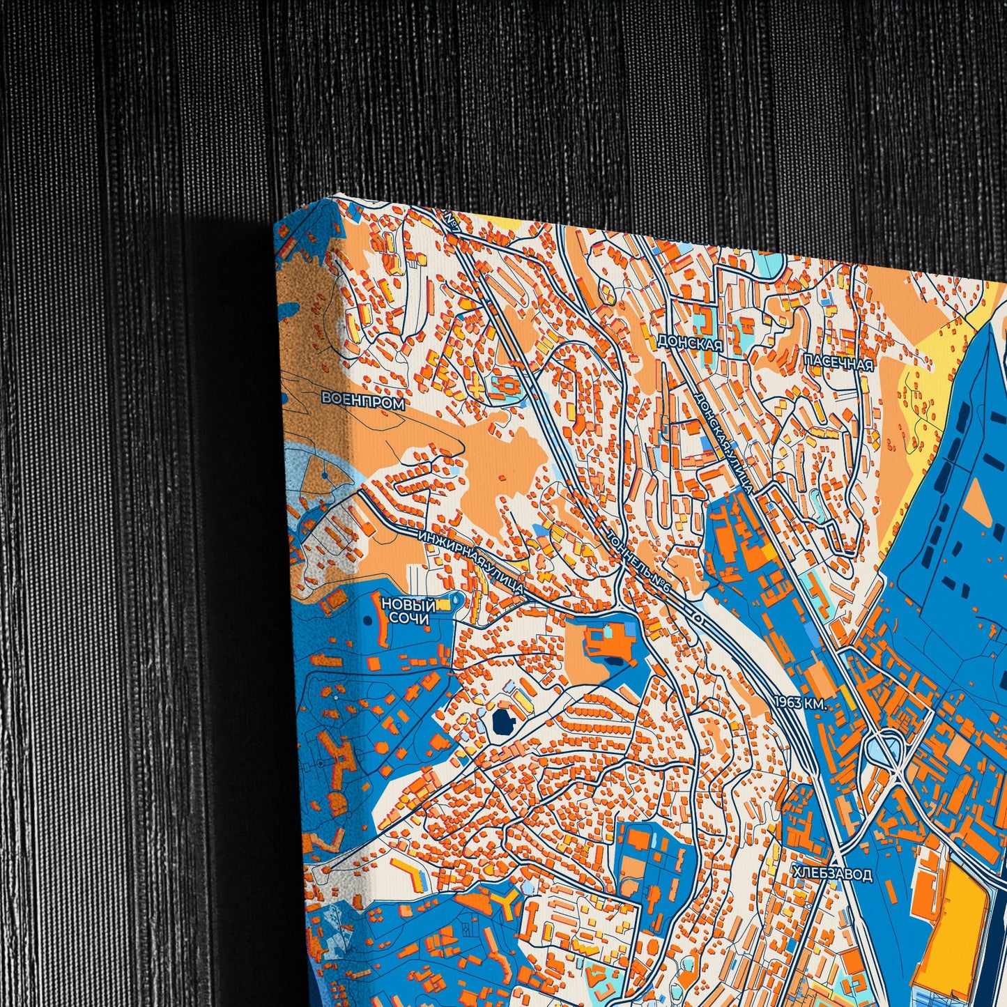 Сочи Russia Colorful City Map Canvas Print Detail